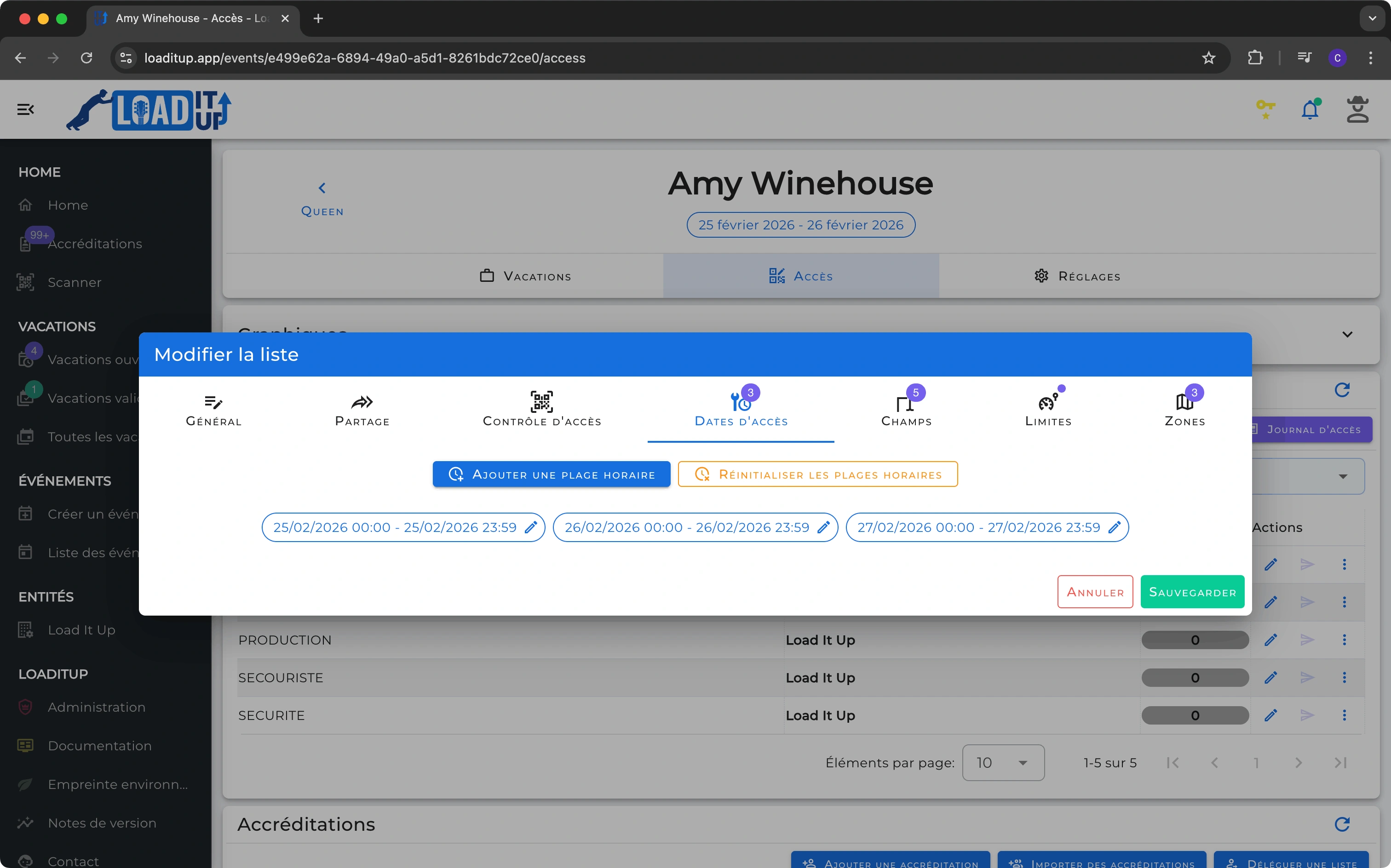 Créneaux horaires / Multi-séances